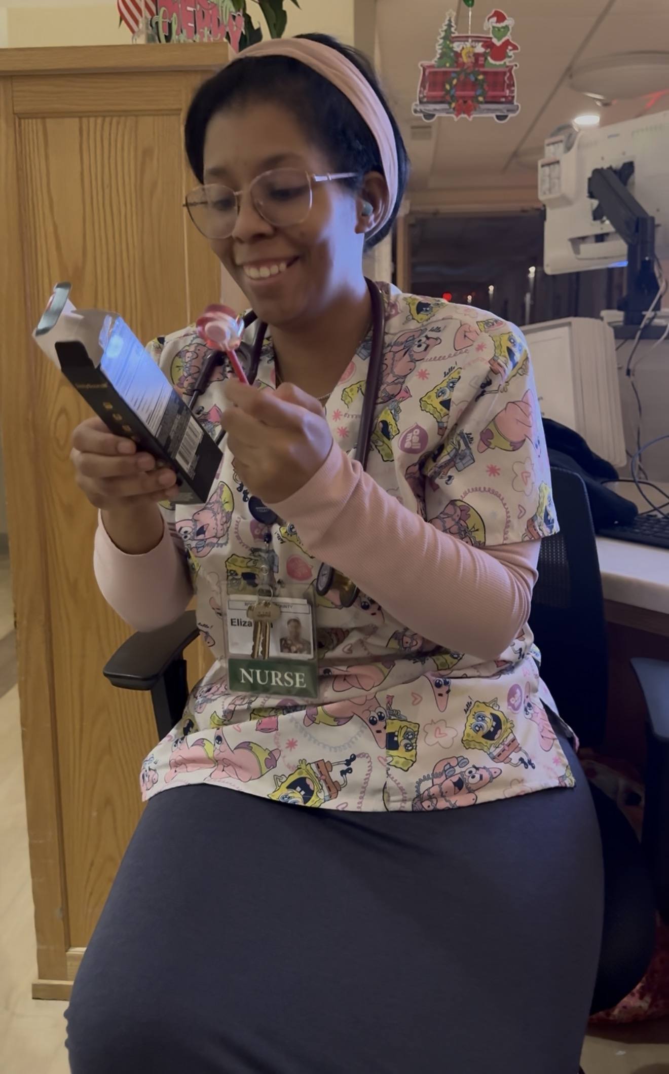 Zee as a nurse at work