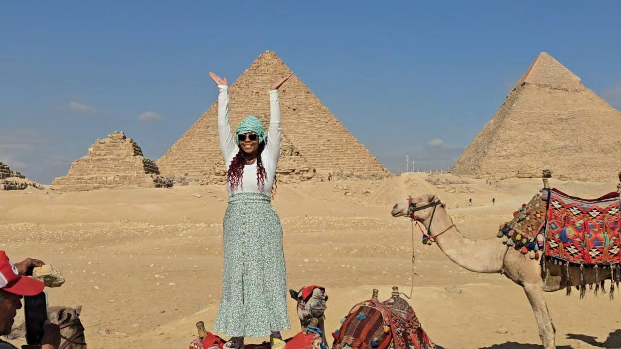 Zee at the Pyramids of Giza, Egypt